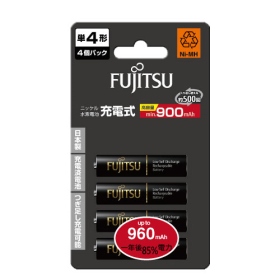 Fujitsu 4號低自放充電電池 900mAh AAA (4入)