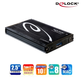 Delock SATA SSD硬碟外接盒Type C連接埠 黑色