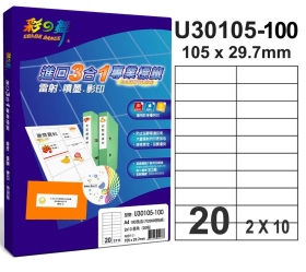 彩之舞進口3合1專業標籤 三合一標籤2×10直角 100張 20格