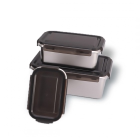 【安酷生活】316抗菌型不鏽鋼保鮮盒3件組-長方形款